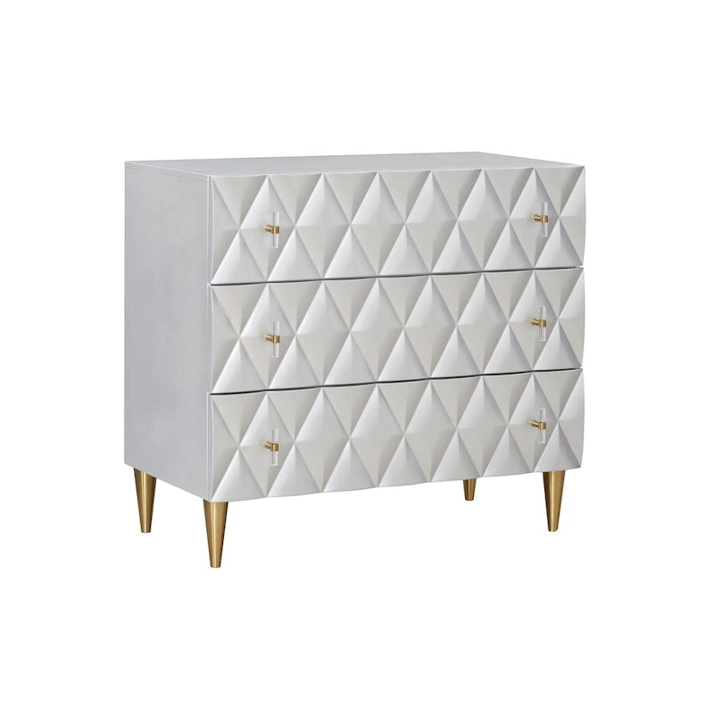 Metallic Silver and Champagne 3-Drawer Console Cabinet