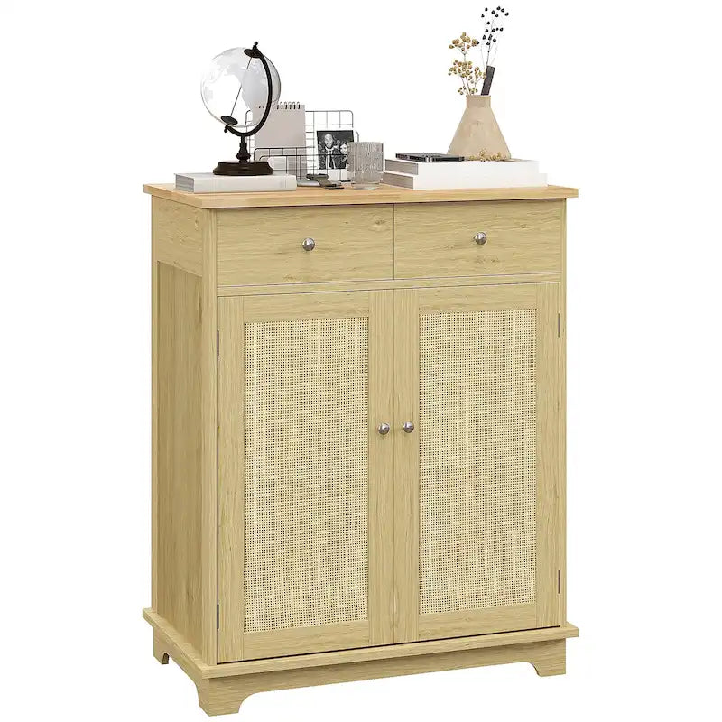 Kitchen Storage Coffee Bar Cabinet with 2 Drawers, 2 Doors and Adjustable Shelf