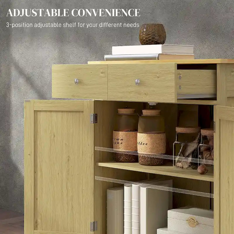 Kitchen Storage Coffee Bar Cabinet with 2 Drawers, 2 Doors and Adjustable Shelf