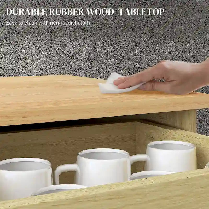 Kitchen Storage Coffee Bar Cabinet with 2 Drawers, 2 Doors and Adjustable Shelf