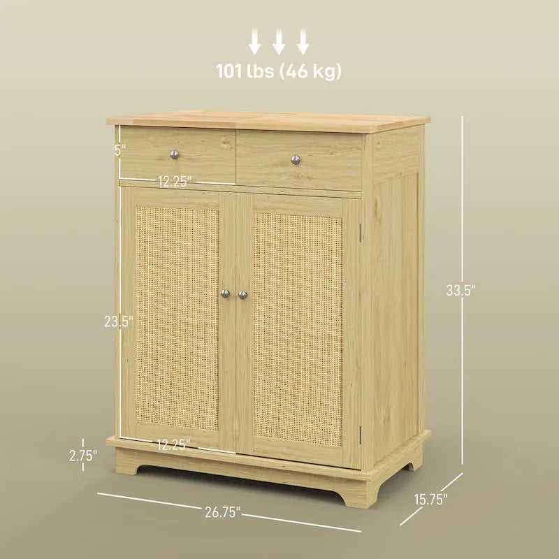 Kitchen Storage Coffee Bar Cabinet with 2 Drawers, 2 Doors and Adjustable Shelf