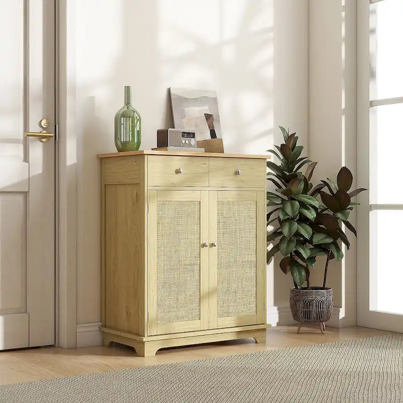 Kitchen Storage Coffee Bar Cabinet with 2 Drawers, 2 Doors and Adjustable Shelf