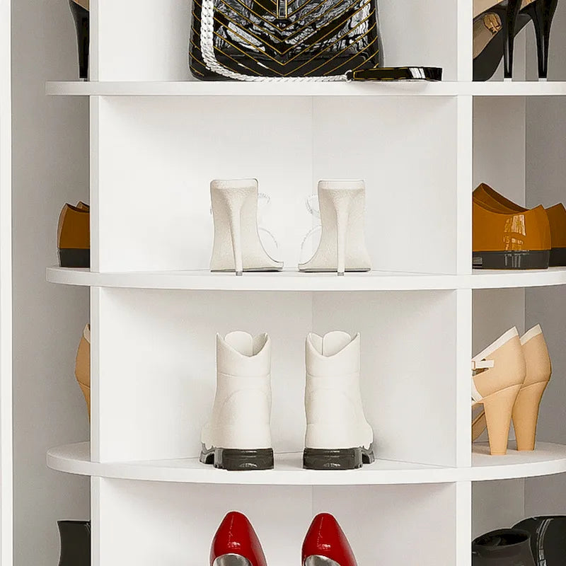 7-Tier 360-Degree Rotating Shoe Rack Tower for 28 Pairs with High Bottom Design