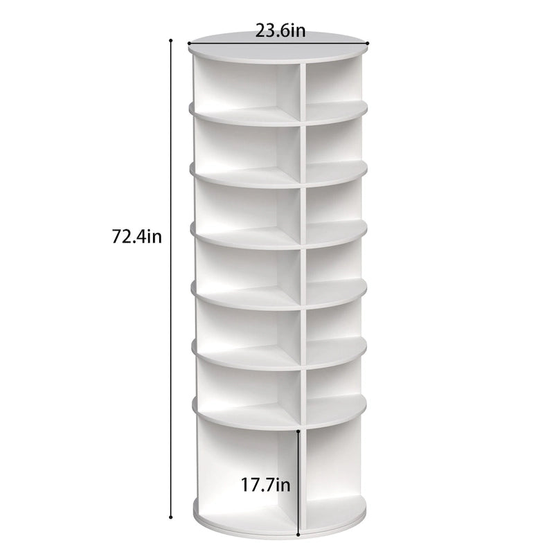 7-Tier 360-Degree Rotating Shoe Rack Tower for 28 Pairs with High Bottom Design