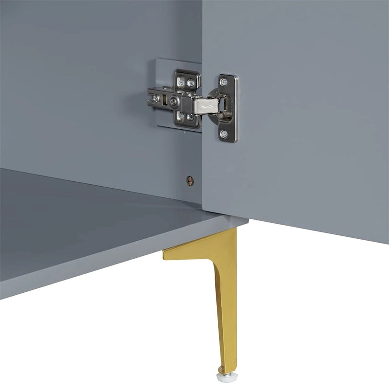 Wood 4-Door Cabinet with Metal Legs