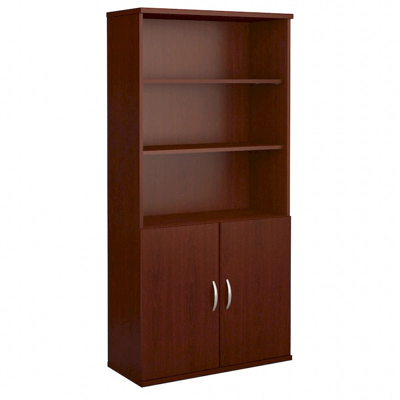 36-Inch 5-Shelf Bookcase with Doors for Home or Office
