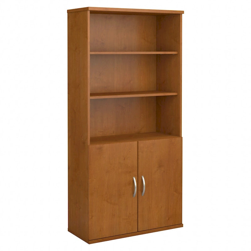 36-Inch 5-Shelf Bookcase with Doors for Home or Office