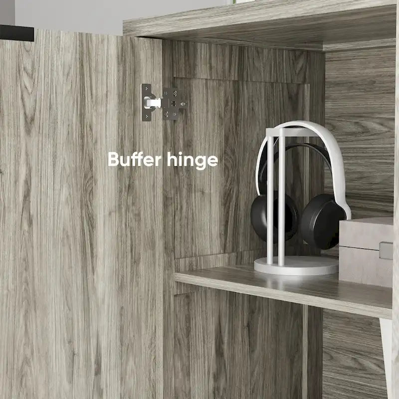 Modern Sideboard Buffet Cabinet with 4 Diamond Relief Doors
