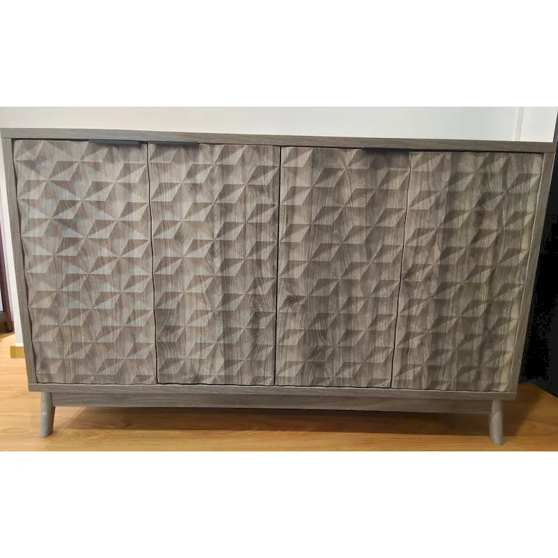 Modern Sideboard Buffet Cabinet with 4 Diamond Relief Doors