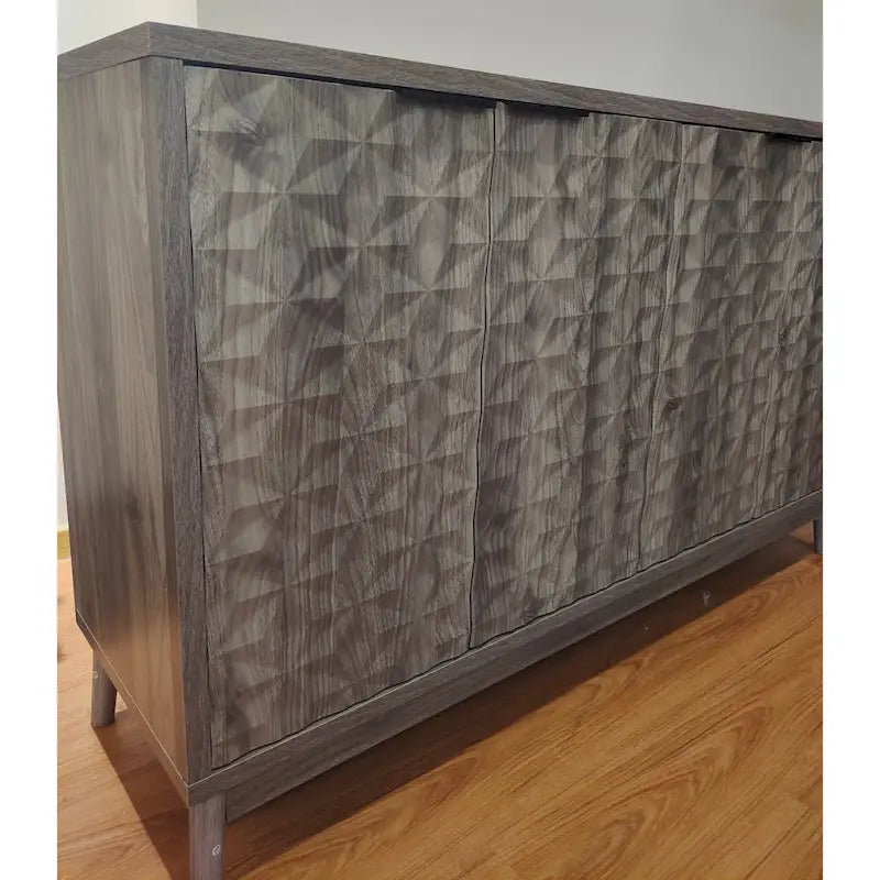 Modern Sideboard Buffet Cabinet with 4 Diamond Relief Doors