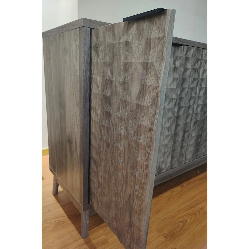 Modern Sideboard Buffet Cabinet with 4 Diamond Relief Doors