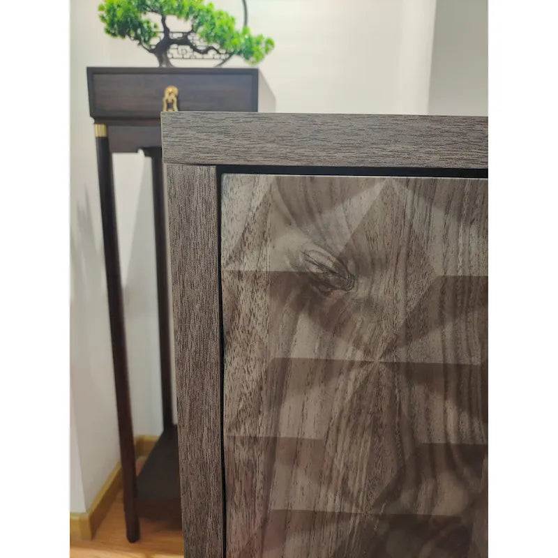 Modern Sideboard Buffet Cabinet with 4 Diamond Relief Doors