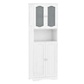 64.5-Inch Tall Bathroom Cabinet with Tempered Glass Doors and 2 Adjustable Shelves