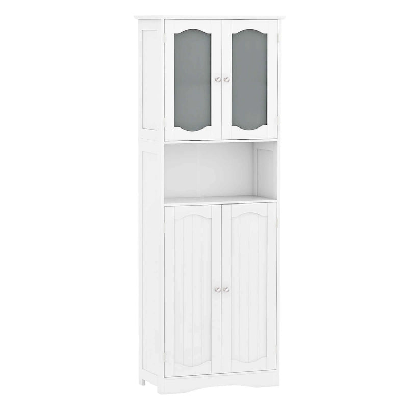 64.5-Inch Tall Bathroom Cabinet with Tempered Glass Doors and 2 Adjustable Shelves