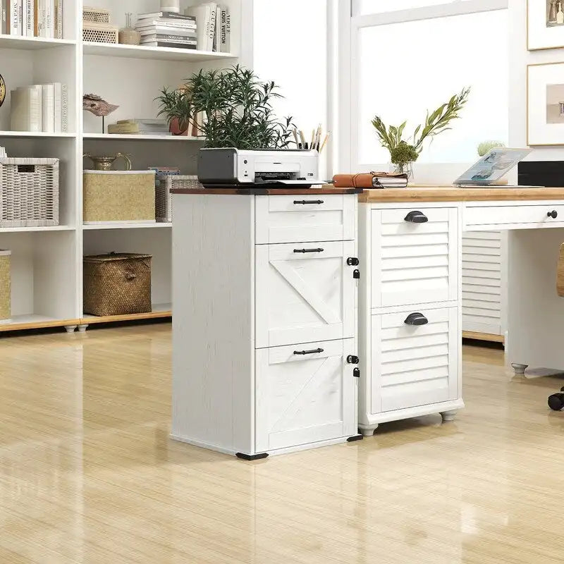 3-Drawer Wood Filing Cabinet with Lock, 30.71 Inches High for Home or Office