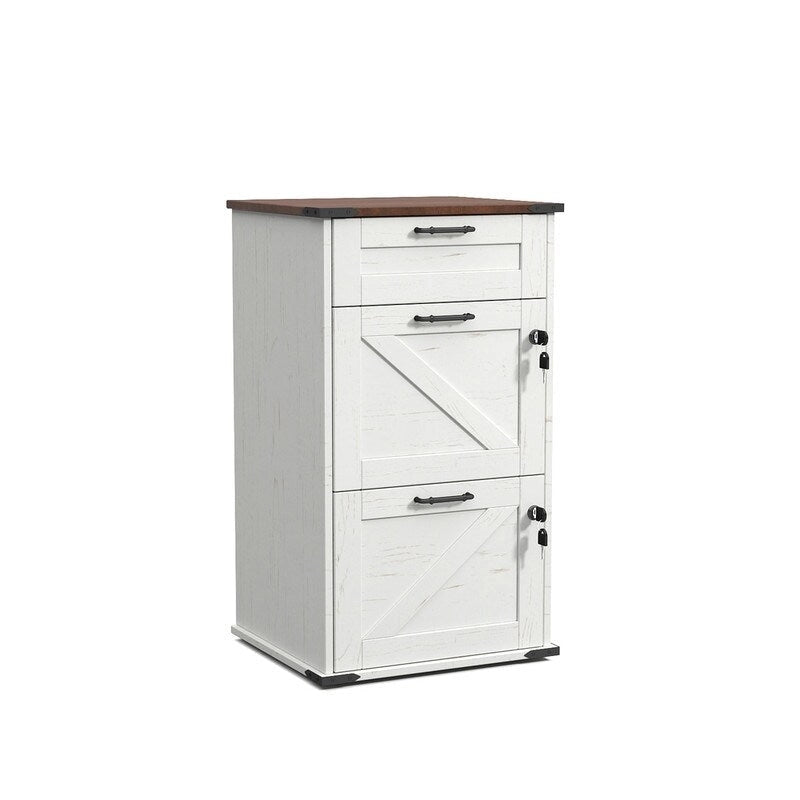3-Drawer Wood Filing Cabinet with Lock, 30.71 Inches High for Home or Office