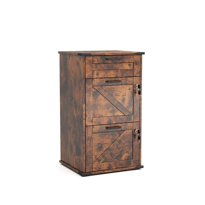 3-Drawer Wood Filing Cabinet with Lock, 30.71 Inches High for Home or Office