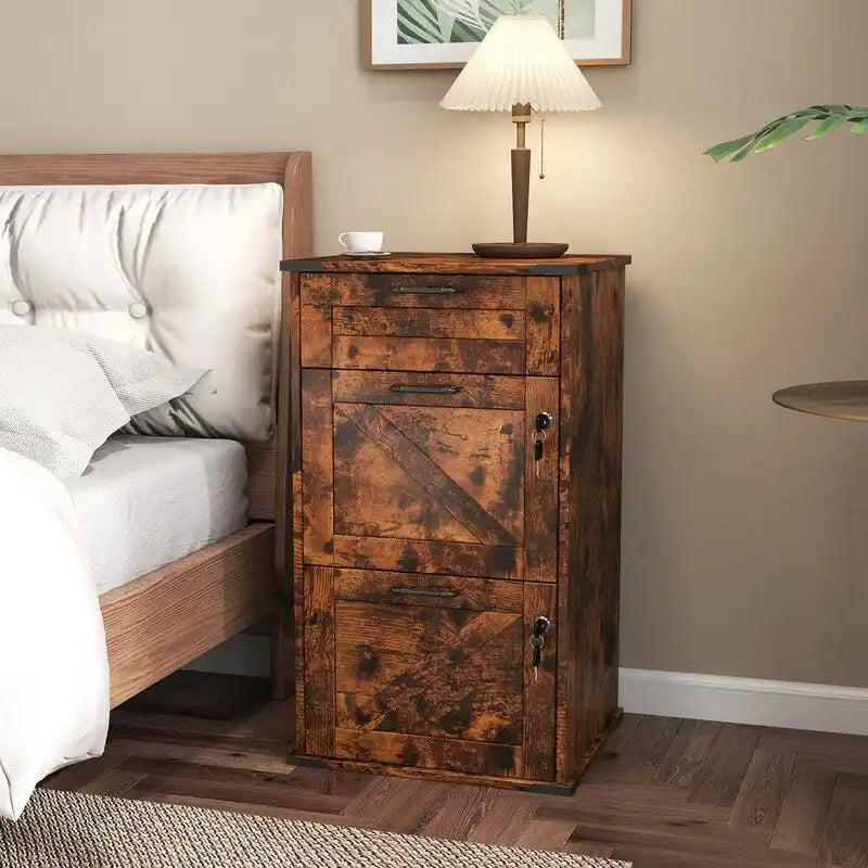 3-Drawer Wood Filing Cabinet with Lock, 30.71 Inches High for Home or Office