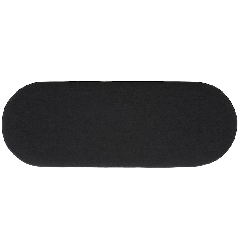 Entryway Storage Bench with Open Shelf, Cushioned Oval Seat and Wood Base