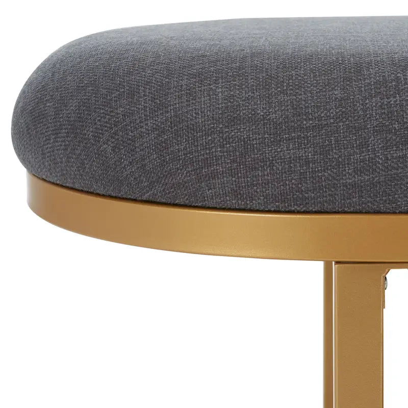 Entryway Storage Bench with Open Shelf, Cushioned Oval Seat and Wood Base