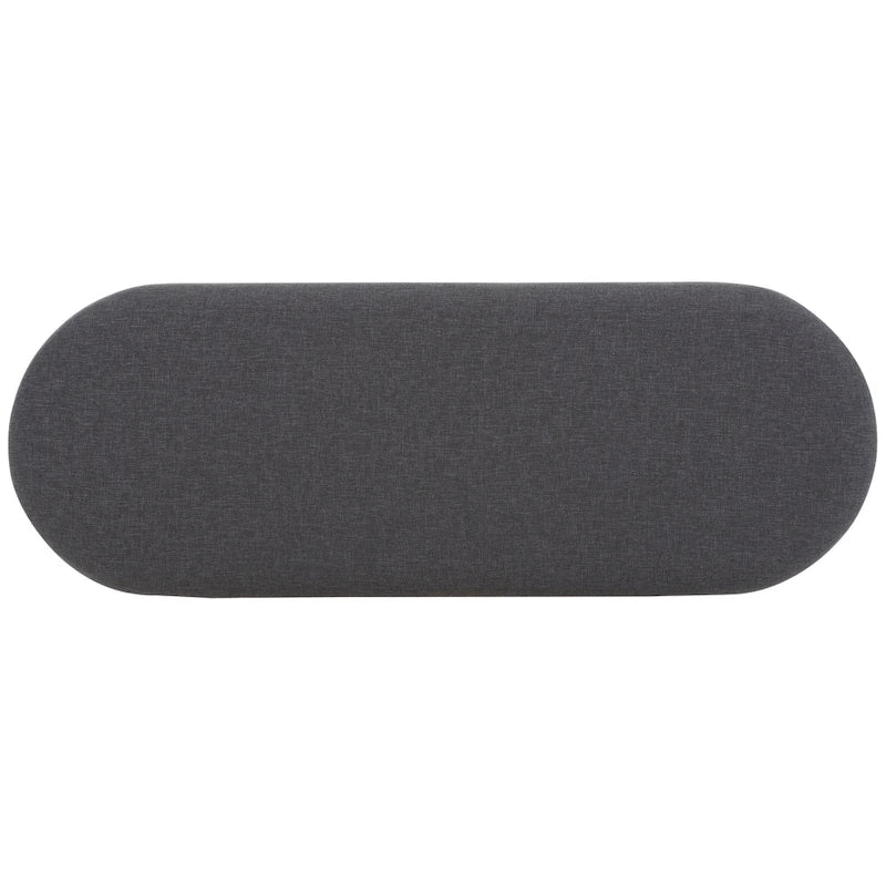 Entryway Storage Bench with Open Shelf, Cushioned Oval Seat and Wood Base