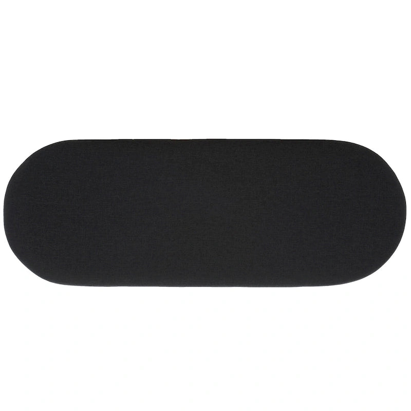 Entryway Storage Bench with Open Shelf, Cushioned Oval Seat and Wood Base