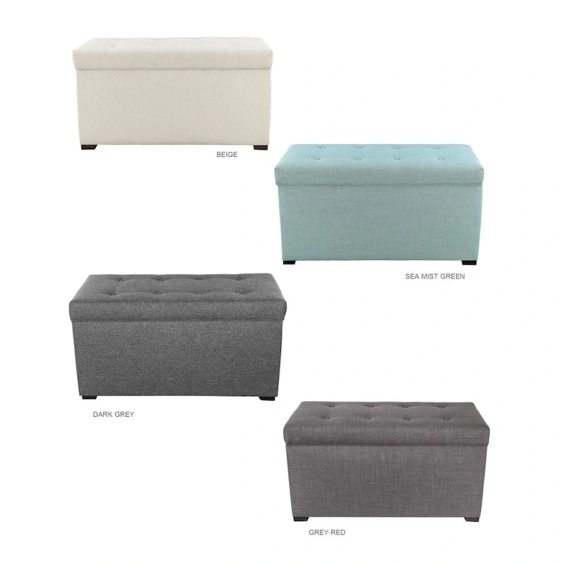 8-Button Tufted Storage Bench with Large Interior Compartment for Bedroom or Entryway