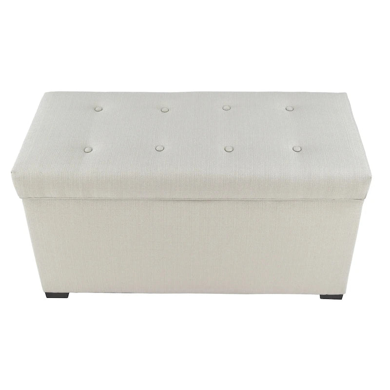 8-Button Tufted Storage Bench with Large Interior Compartment for Bedroom or Entryway
