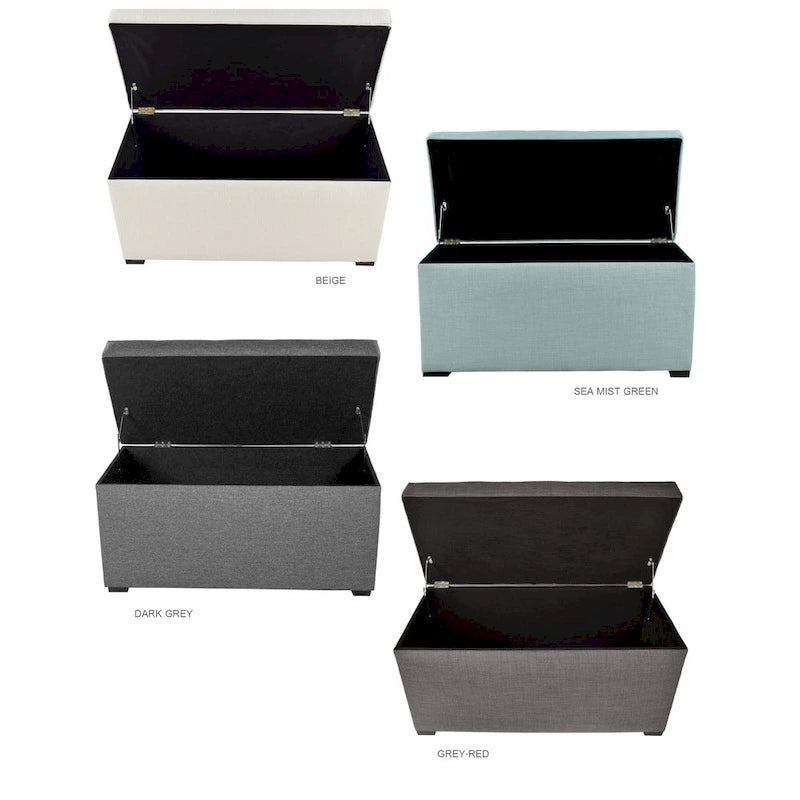 8-Button Tufted Storage Bench with Large Interior Compartment for Bedroom or Entryway