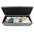 Diamond-Tufted Linen Storage Bench with Hydraulic Lid, 53 Inches Wide, 4 Color Options