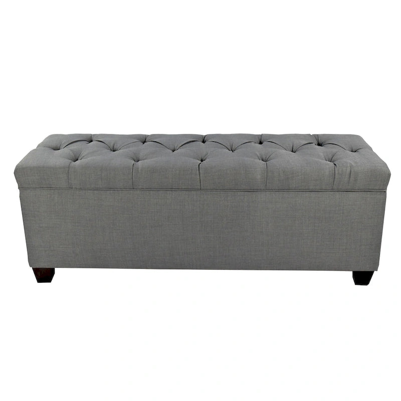 Diamond-Tufted Linen Storage Bench with Hydraulic Lid, 53 Inches Wide, 4 Color Options