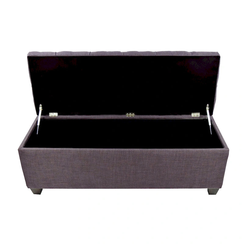 Diamond-Tufted Linen Storage Bench with Hydraulic Lid, 53 Inches Wide, 4 Color Options