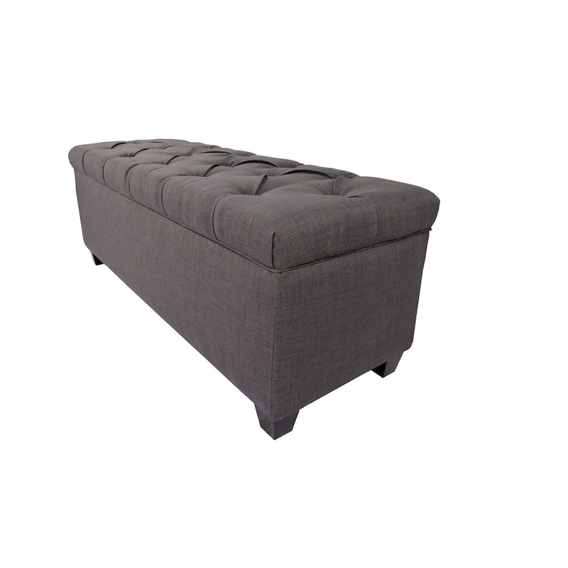 Diamond-Tufted Linen Storage Bench with Hydraulic Lid, 53 Inches Wide, 4 Color Options
