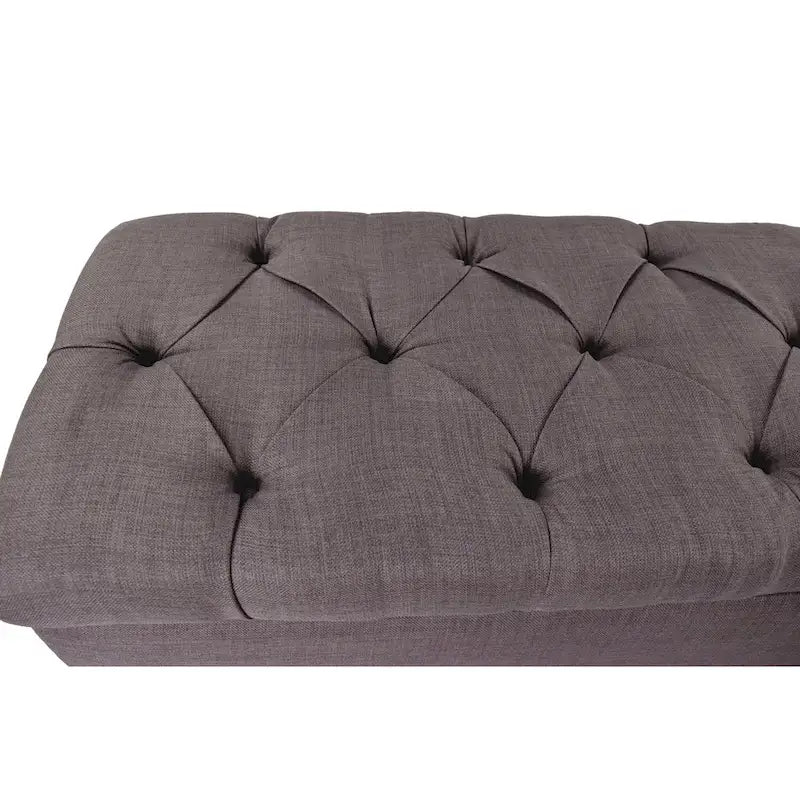 Diamond-Tufted Linen Storage Bench with Hydraulic Lid, 53 Inches Wide, 4 Color Options