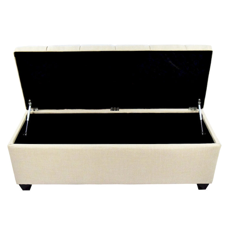 Diamond-Tufted Linen Storage Bench with Hydraulic Lid, 53 Inches Wide, 4 Color Options