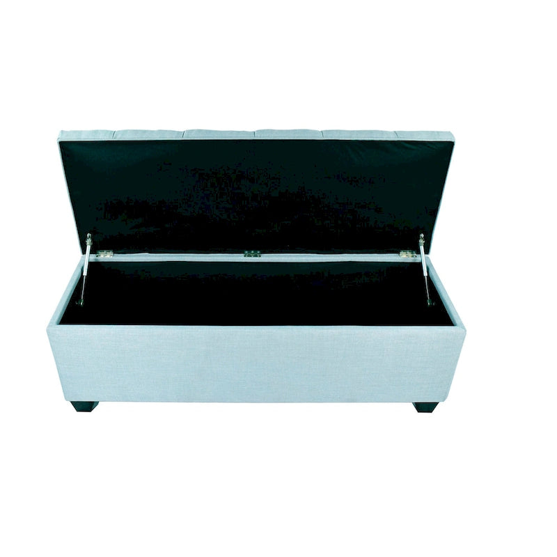 Diamond-Tufted Linen Storage Bench with Hydraulic Lid, 53 Inches Wide, 4 Color Options