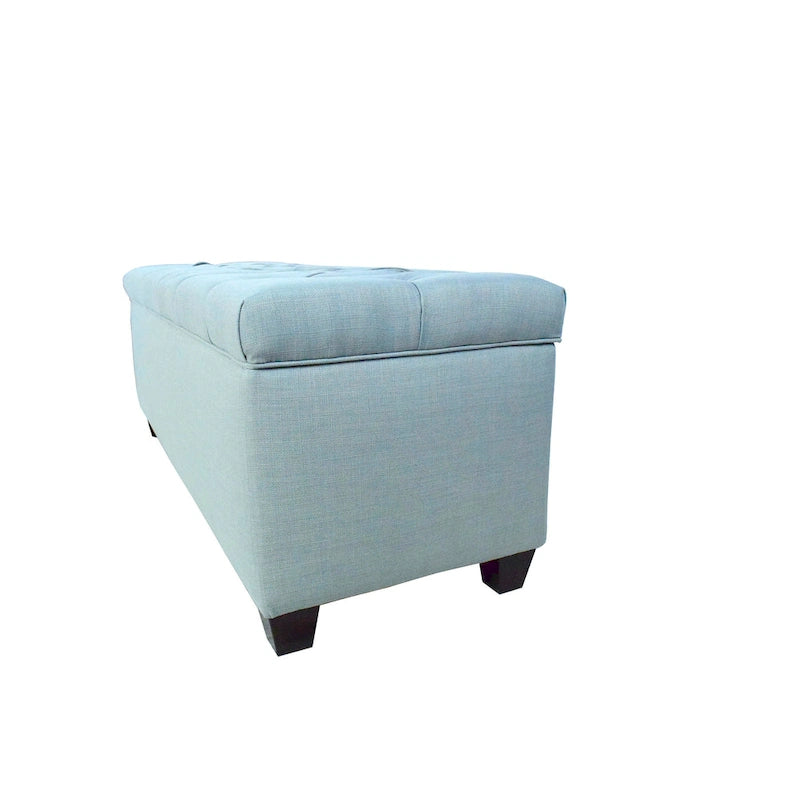 Diamond-Tufted Linen Storage Bench with Hydraulic Lid, 53 Inches Wide, 4 Color Options