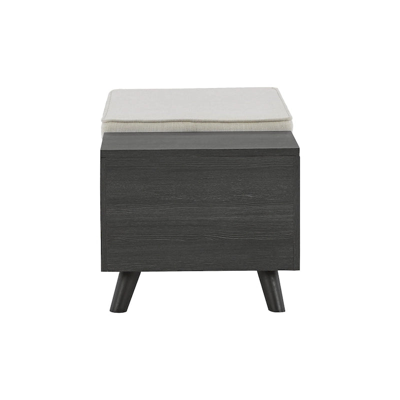 Grey Storage Bench with Removable Tops and Hidden Storage, Tapered Wood Legs
