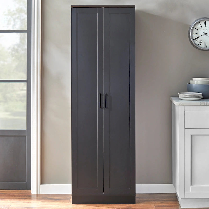 Modern Farmhouse Pantry Cabinet with 4 Adjustable Shelves and Metal Handles