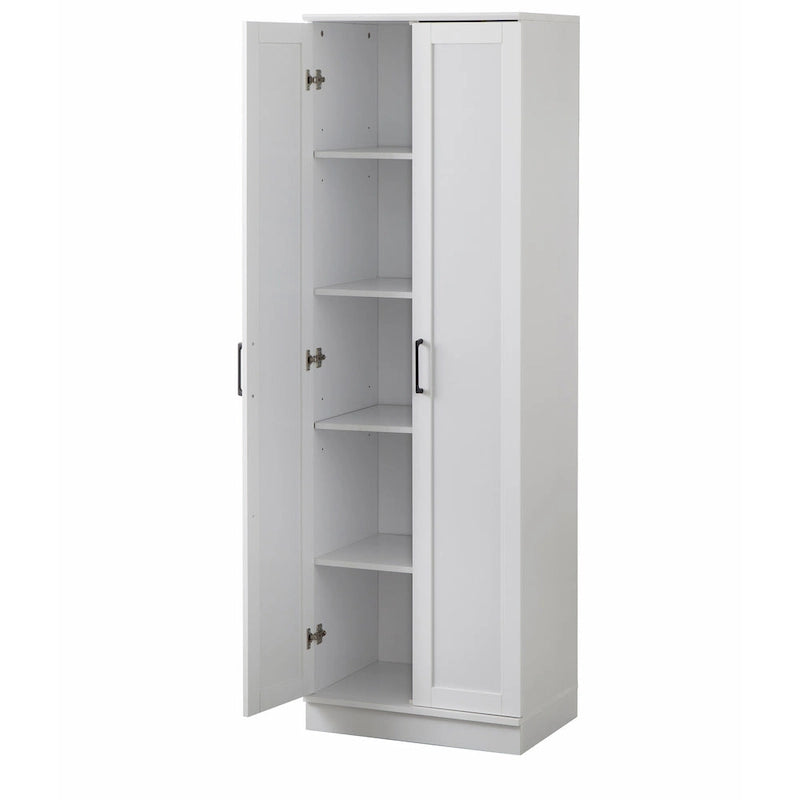 Modern Farmhouse Pantry Cabinet with 4 Adjustable Shelves and Metal Handles