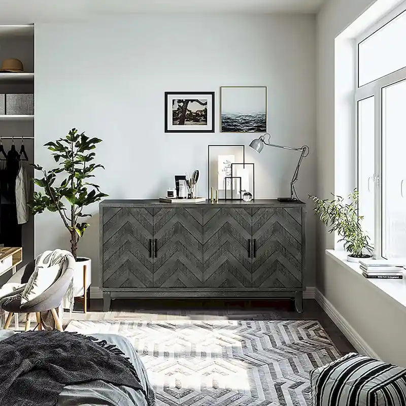 4 Door Wooden Cabinets for Living Room Dining Room Bedroom
