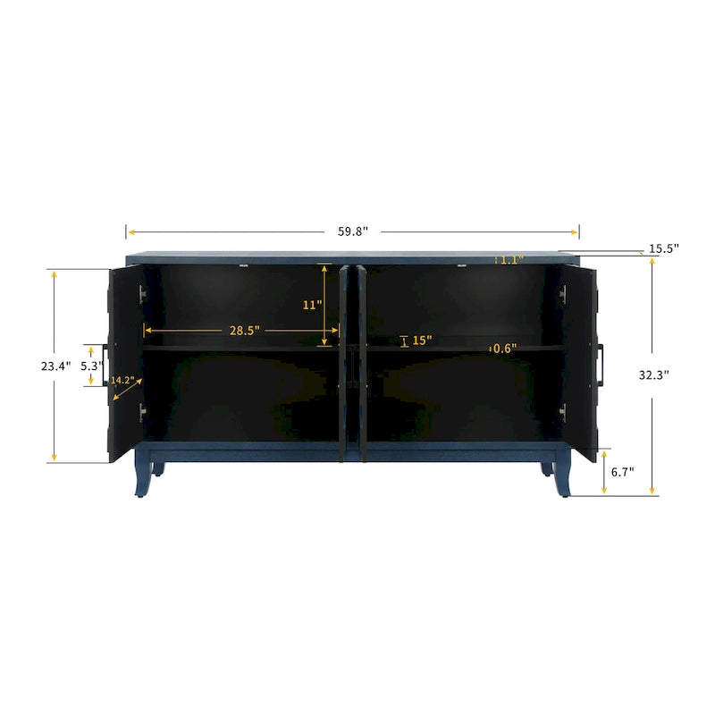 4 Door Wooden Cabinets for Living Room Dining Room Bedroom