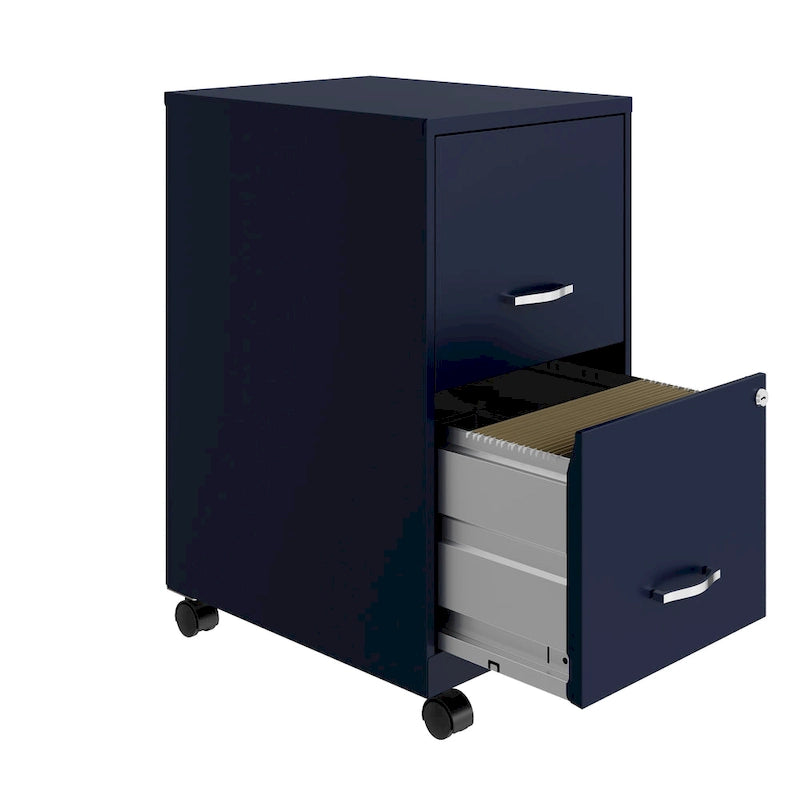 2 Drawer Mobile Smart Vertical File Cabinet, Navy