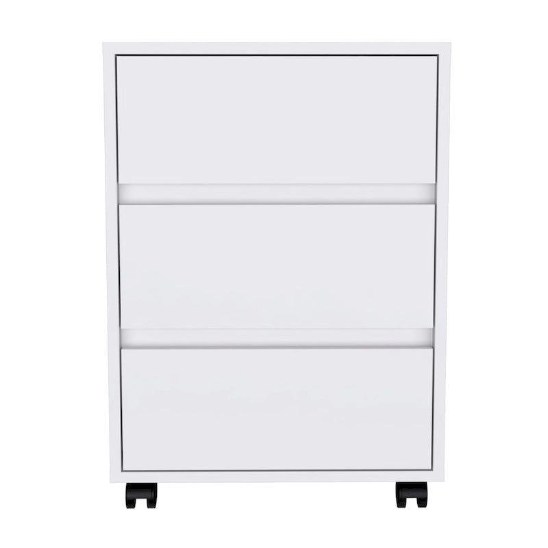 3-Drawer Filing Cabinet with Roller Blade Glides and Locking Wheels for Home Office