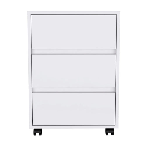3-Drawer Filing Cabinet with Roller Blade Glides and Locking Wheels for Home Office