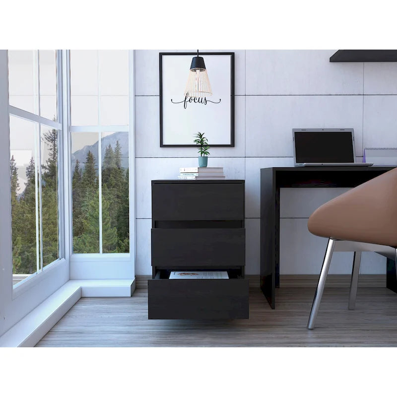 3-Drawer Filing Cabinet with Roller Blade Glides and Locking Wheels for Home Office