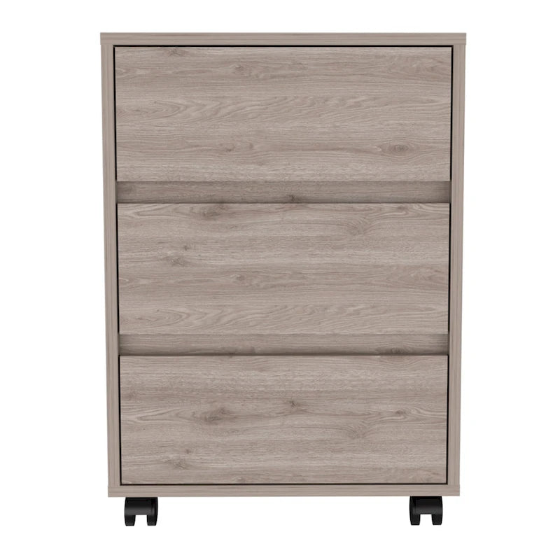 3-Drawer Filing Cabinet with Roller Blade Glides and Locking Wheels for Home Office