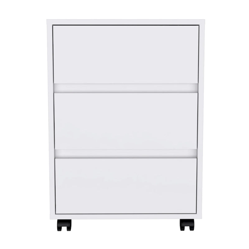 3-Drawer Filing Cabinet with Roller Blade Glides and Locking Wheels for Home Office