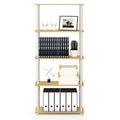 5-Tier Multipurpose Display Rack Shelf with Plastic Tubes and Wood Shelves