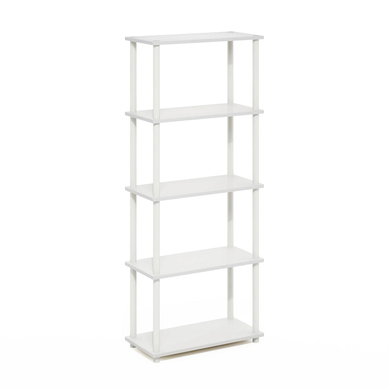 5-Tier Multipurpose Display Rack Shelf with Plastic Tubes and Wood Shelves
